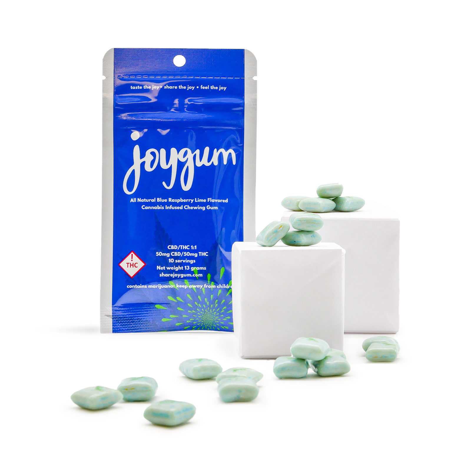 JoyGum THC + CBD 1:1  Blue Raspberry Lime (10pk / 50mg THC)