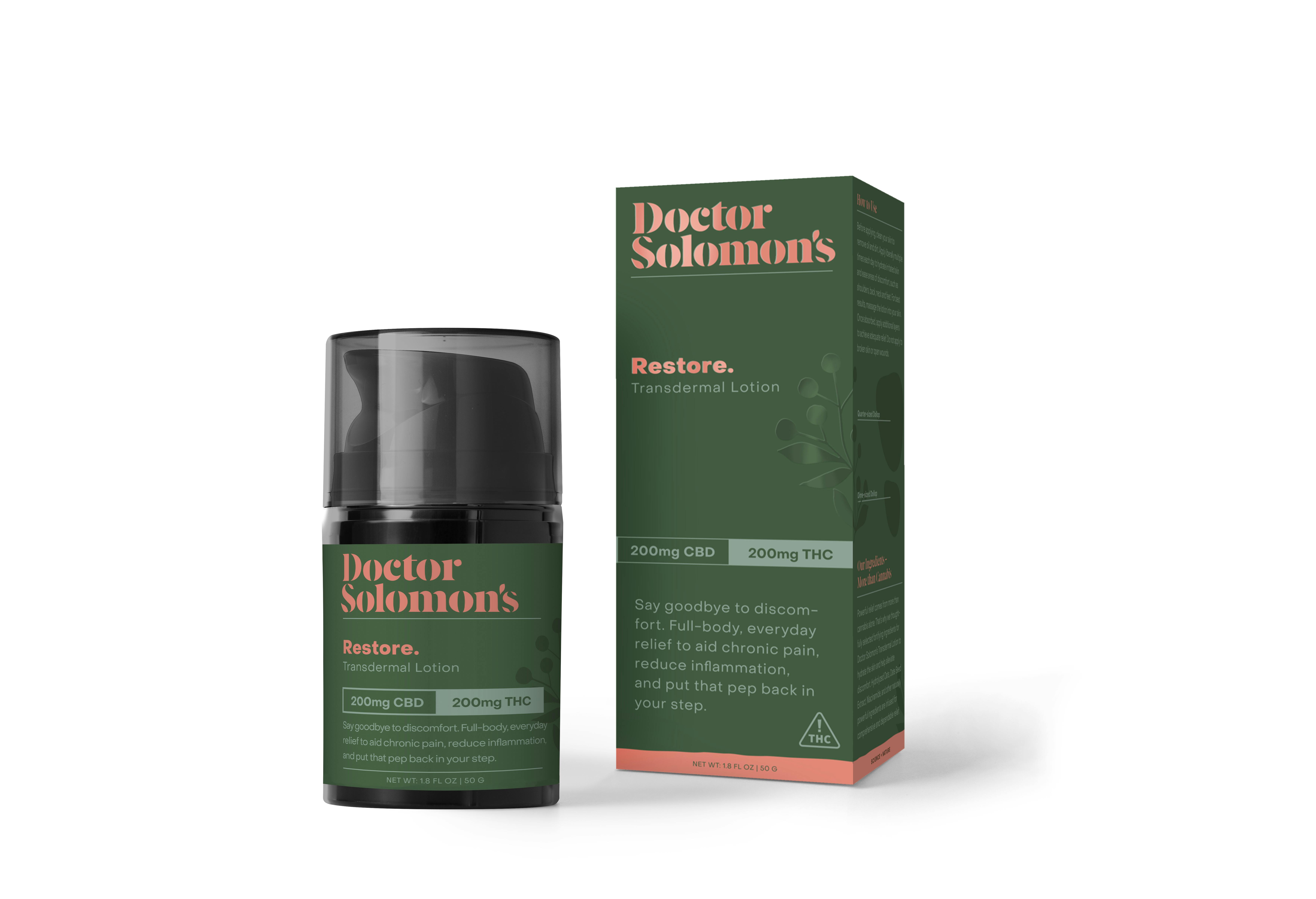 Dr Soloman's - Restore (1:1 CBD:THC) - Transdermal Lotion