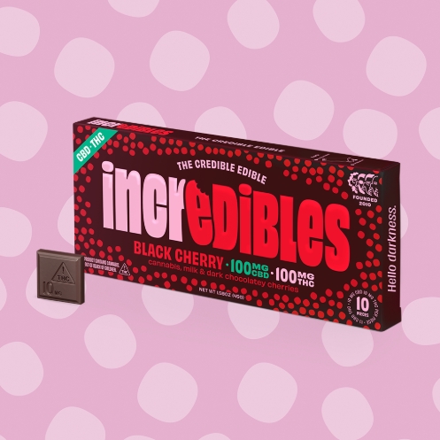 Incredibles Edibles Chocolates 10pk/100mg- Black Cherry 1:1 (THC:CBD)