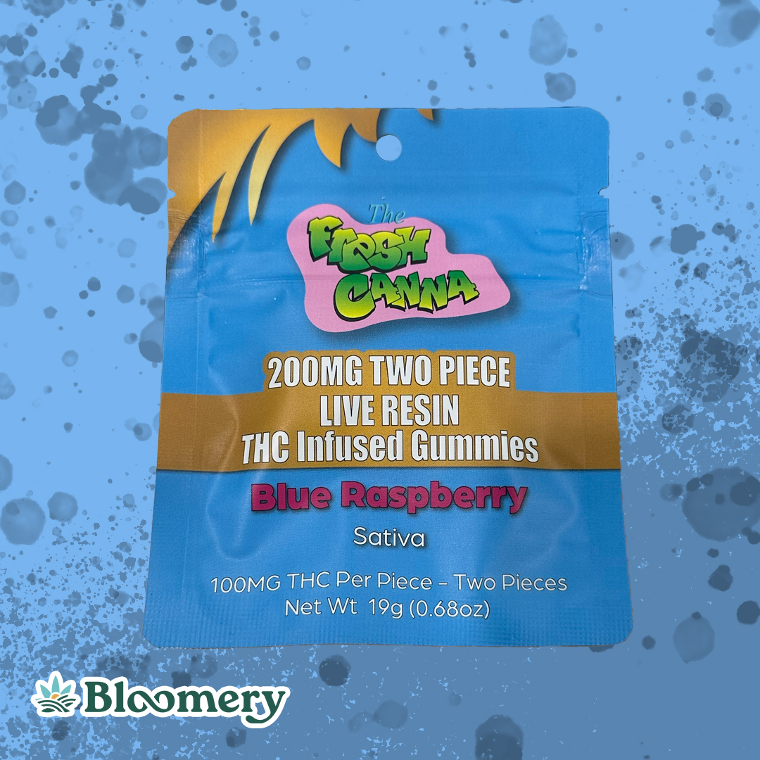 Fresh Canna | 200mg Live Resin Gummies | 2 Pack | Blue Raspberry (Sativa)