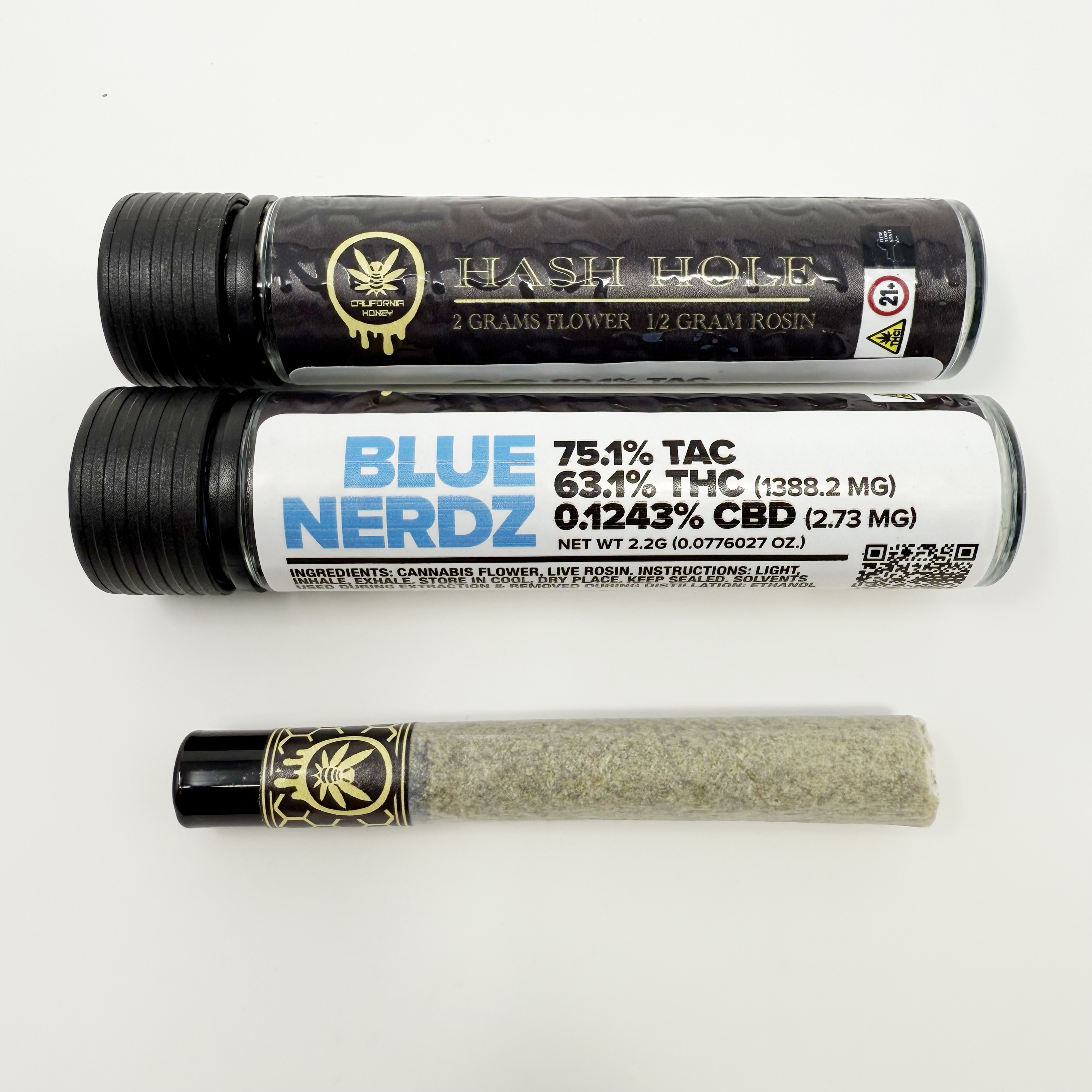 Hash Hole | Preroll | Hybrid | Blue Nerdz | Rosin Infused