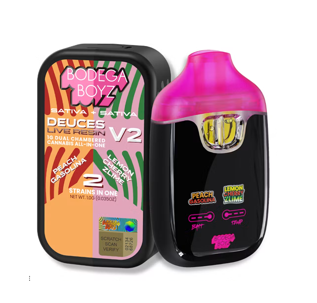 Bodega Boyz | Peach Gasolina x Lemon Cherry Zlime | V2 Deuces Dual Chambered Live Resin Vape 1g