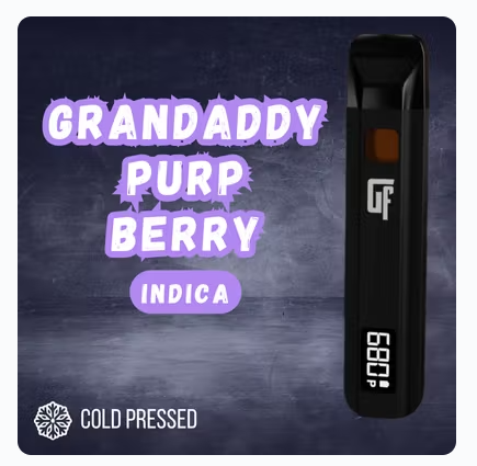 The Growfather | Vape | Disposable | Grandaddy Purp  | Cold Pressed | Live Rosin Terpenes x Liquid Diamond | 2g-Indica