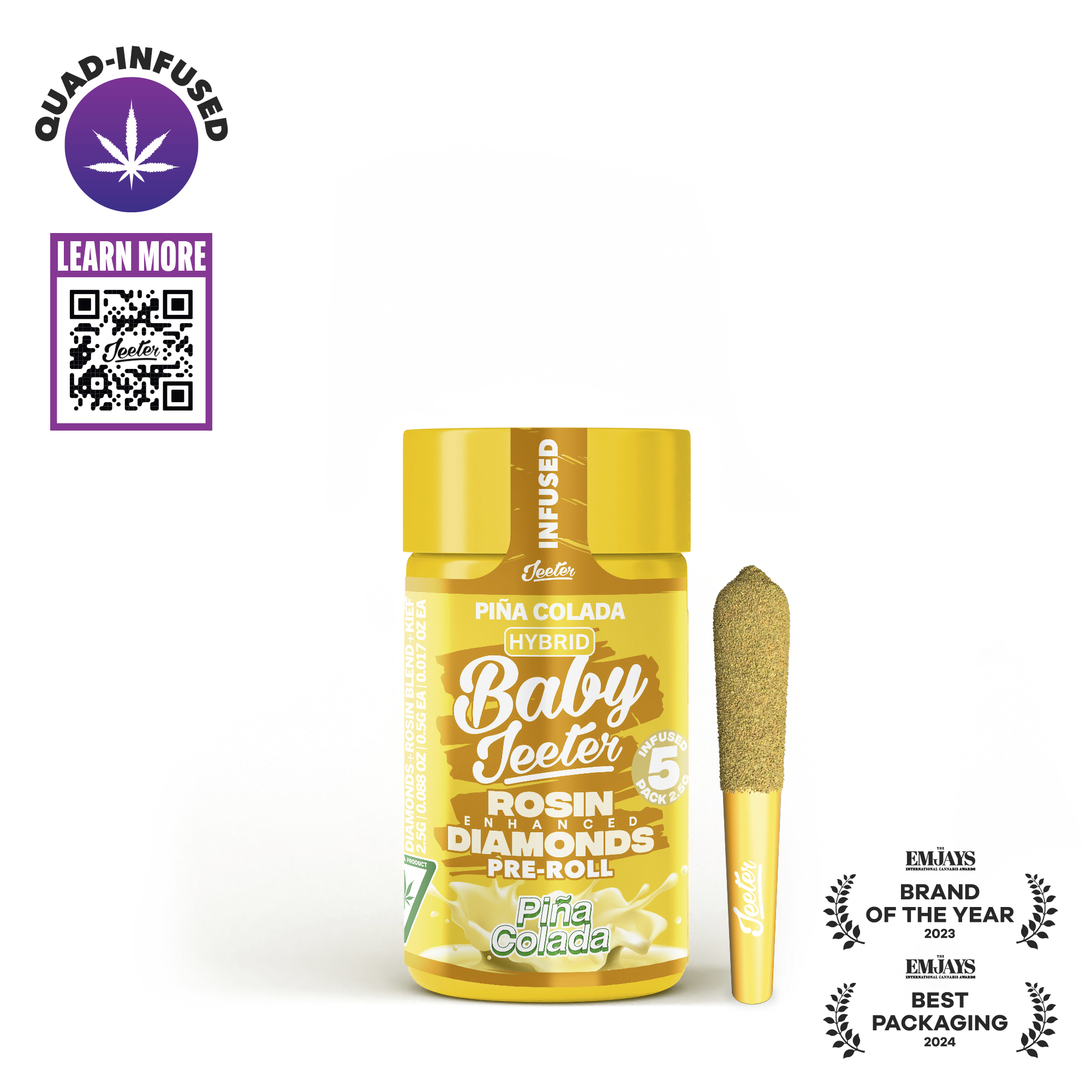 Pina Colada | Infused Baby Pre-rolls | 0.5g x 5 (2.5g) | Hybrid