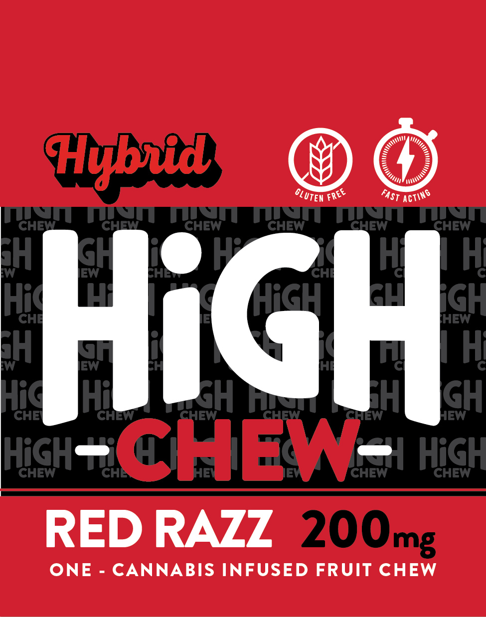 High Chew Red Razz 200mg Single Gummy