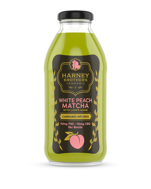 Harney Brothers | White Peach Matcha with Lions Mane | 16oz Bottle 10mg