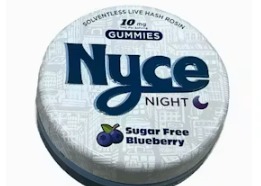 Nyce - Sugar Free Blueberry Solventless Live Hash Rosin Gummies 10pk - 100mg