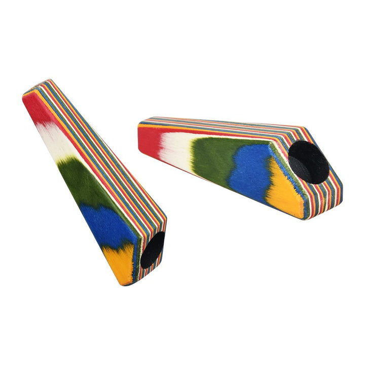 Rainbow Wooden Hand Pipe - 3" product photo