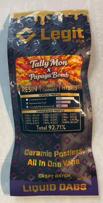 Tally Mon x Papaya Bomb | Cured Resin Disposable Vape | 1g | Hybrid