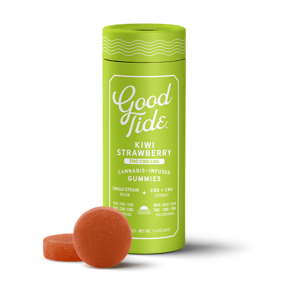 Good Tide | Kiwi Strawberry Rosin Gummies | 1:1:1 THC + CBD + CBG | 100mg