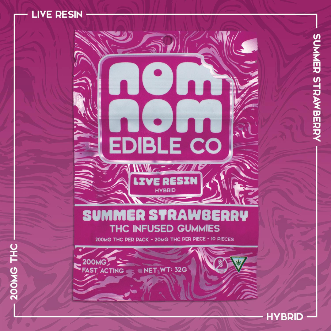 Nom Nom -  200mg Live Resin Gummies - Summer Strawberry