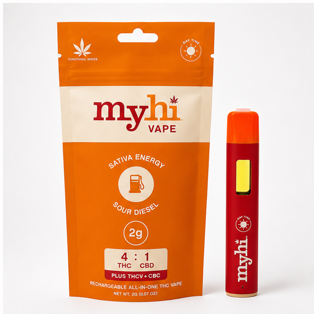 Sour Diesel Full Spectrum Sativa (4:1 THC:CBD + THCv & CBC) - AIO Disposible Vape - 2g