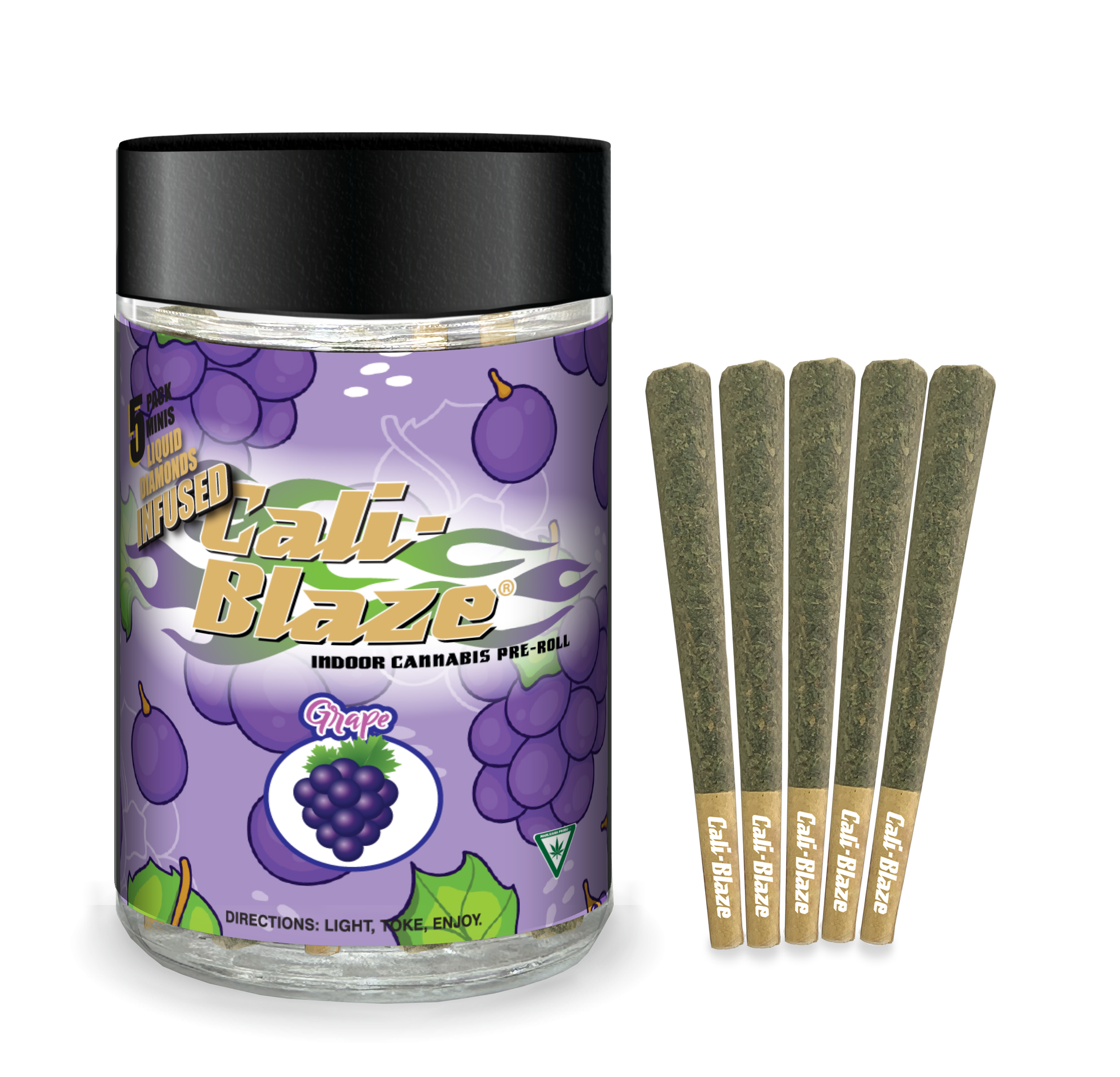 Grape | Infused Liquid Diamonds Pre Rolls | 5pk | 0.7g ea (I)