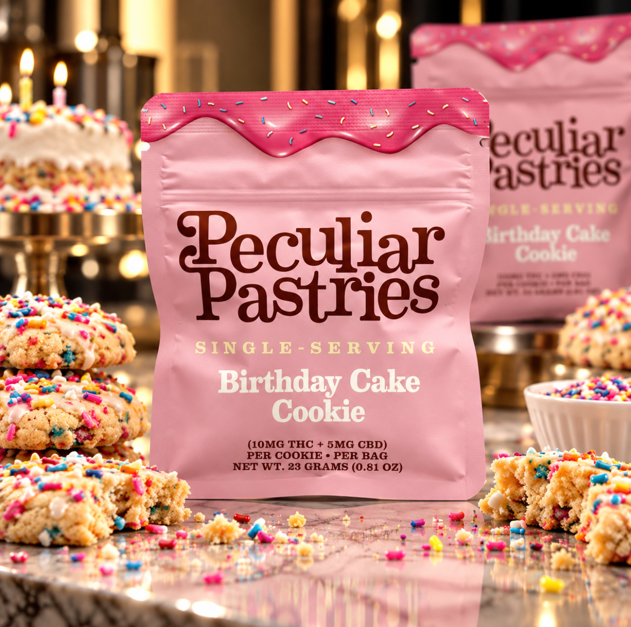 Peculiar Pastries Birthday Cake Cookie 10mg