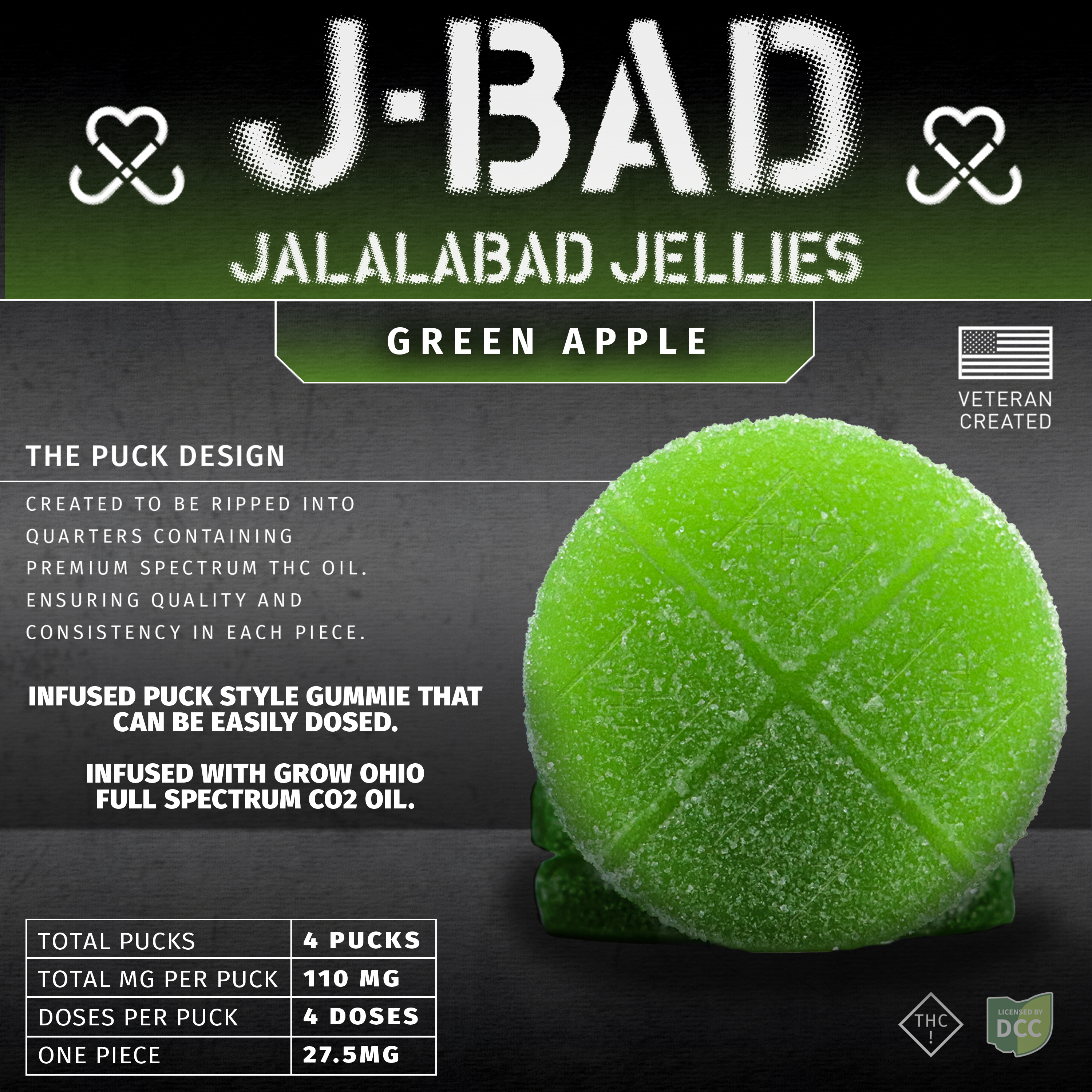 J-Bad | Green Apple 16pc | 440mg Gummies