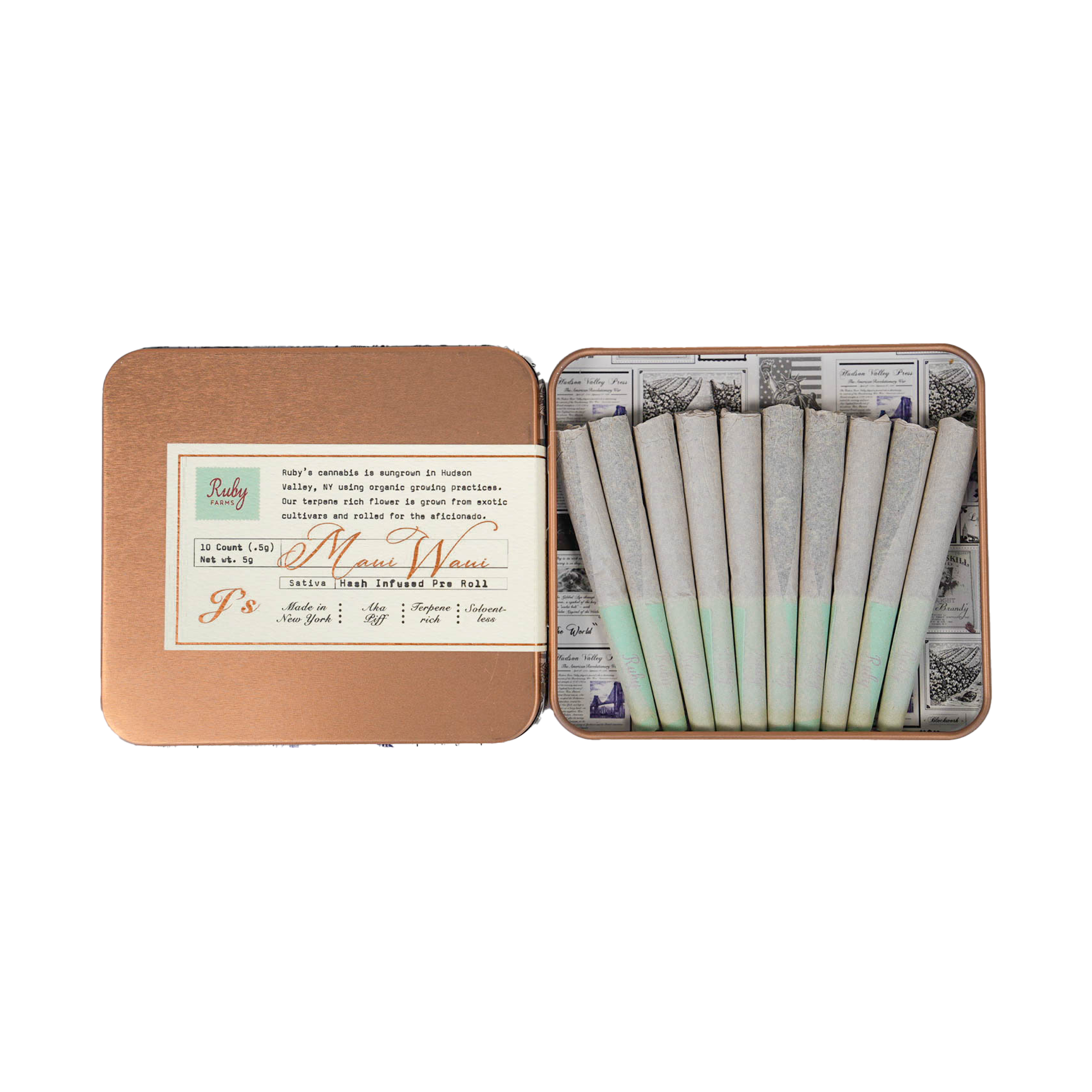 Ruby Farms | Maui Wowie Hash Infused Preroll Pack | 5g 10ct