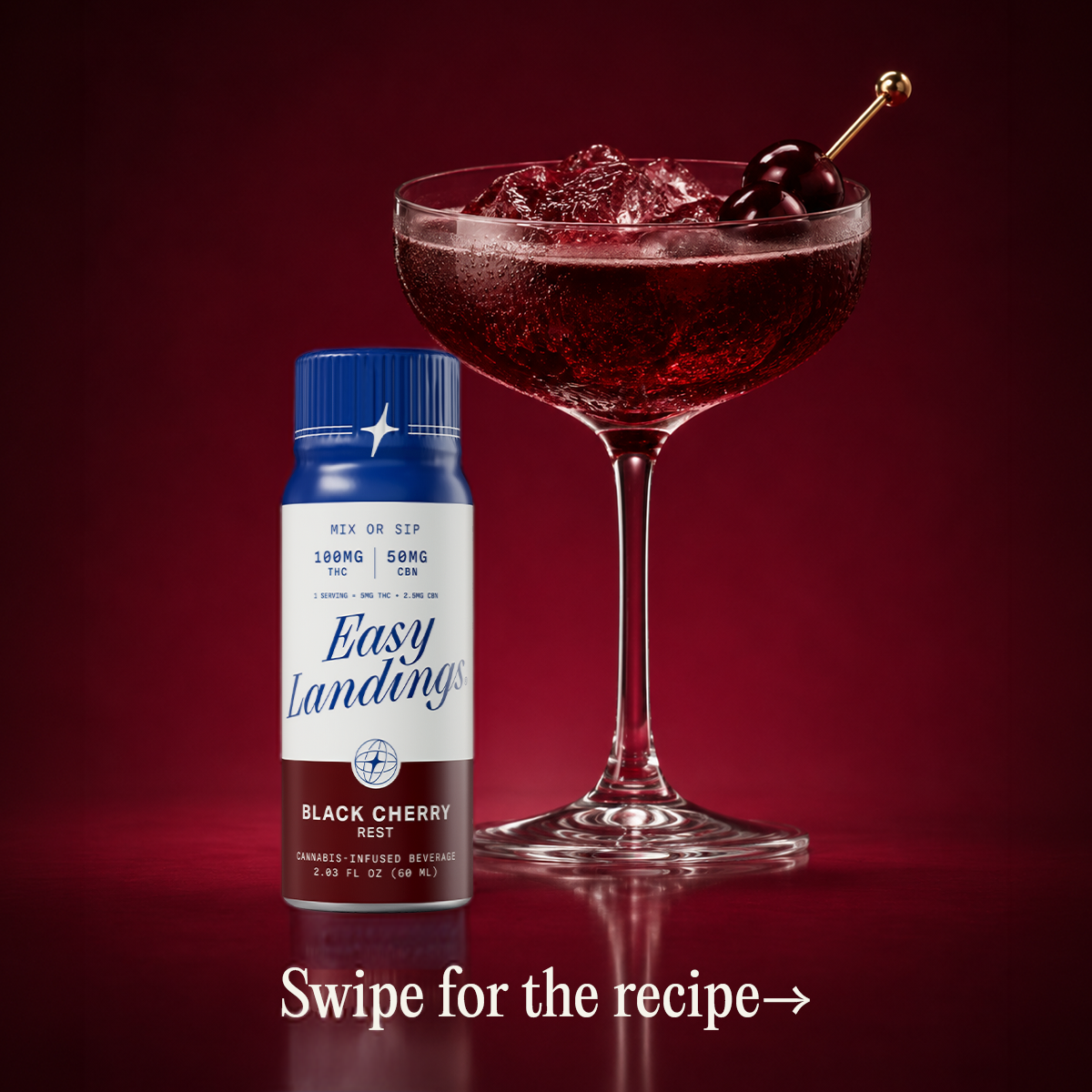100mg/2oz - Infused Syrup - Black Cherry 1:2 CBN:THC - Easy Landings - REC