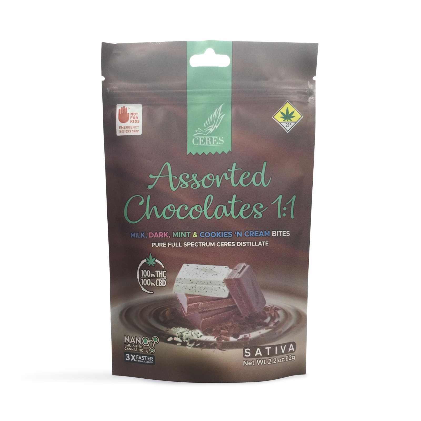 Assorted Chocolate Sativa Bites 10-Pack | 100mg