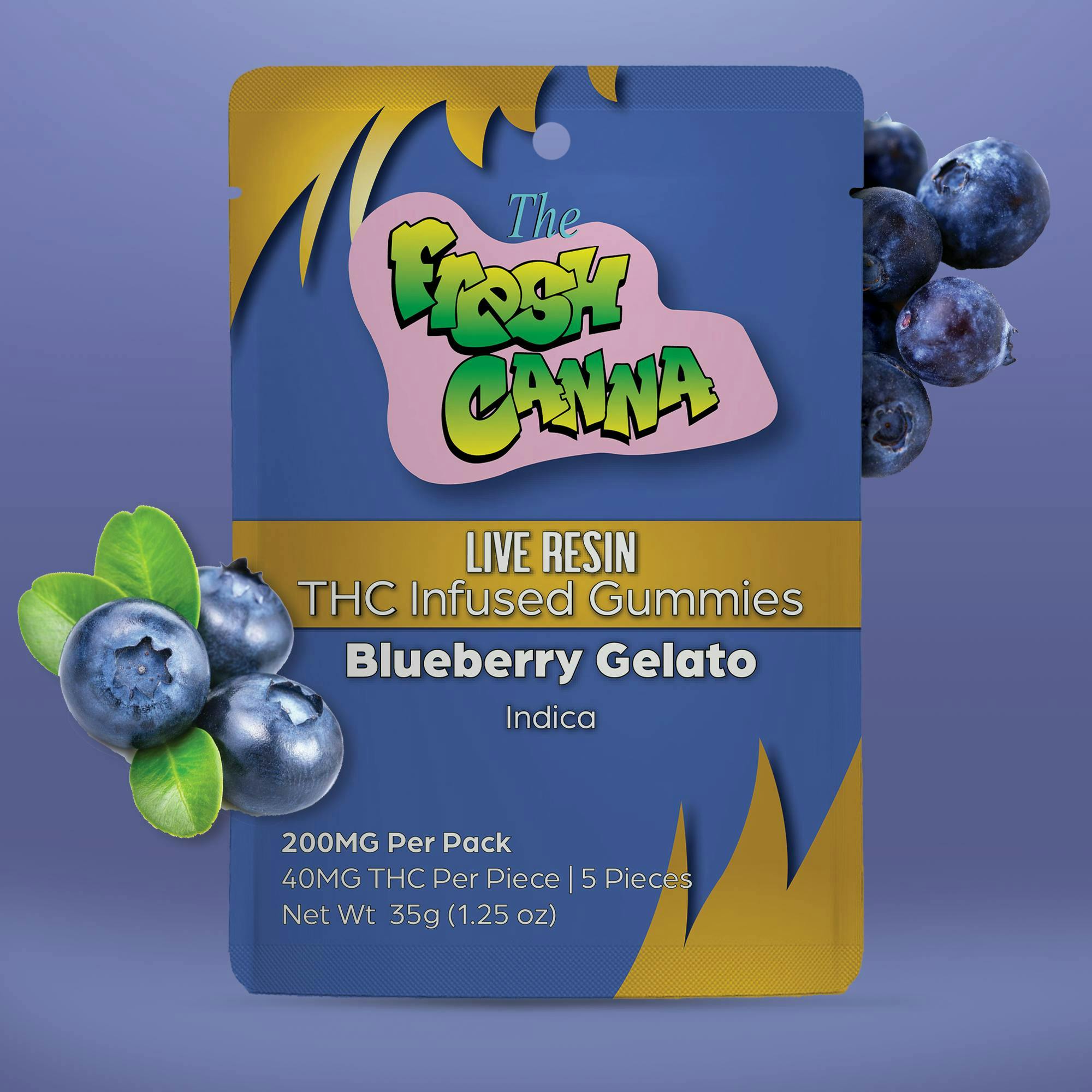 Fresh Canna: Blueberry Gelato 200MG Live Resin Gummies