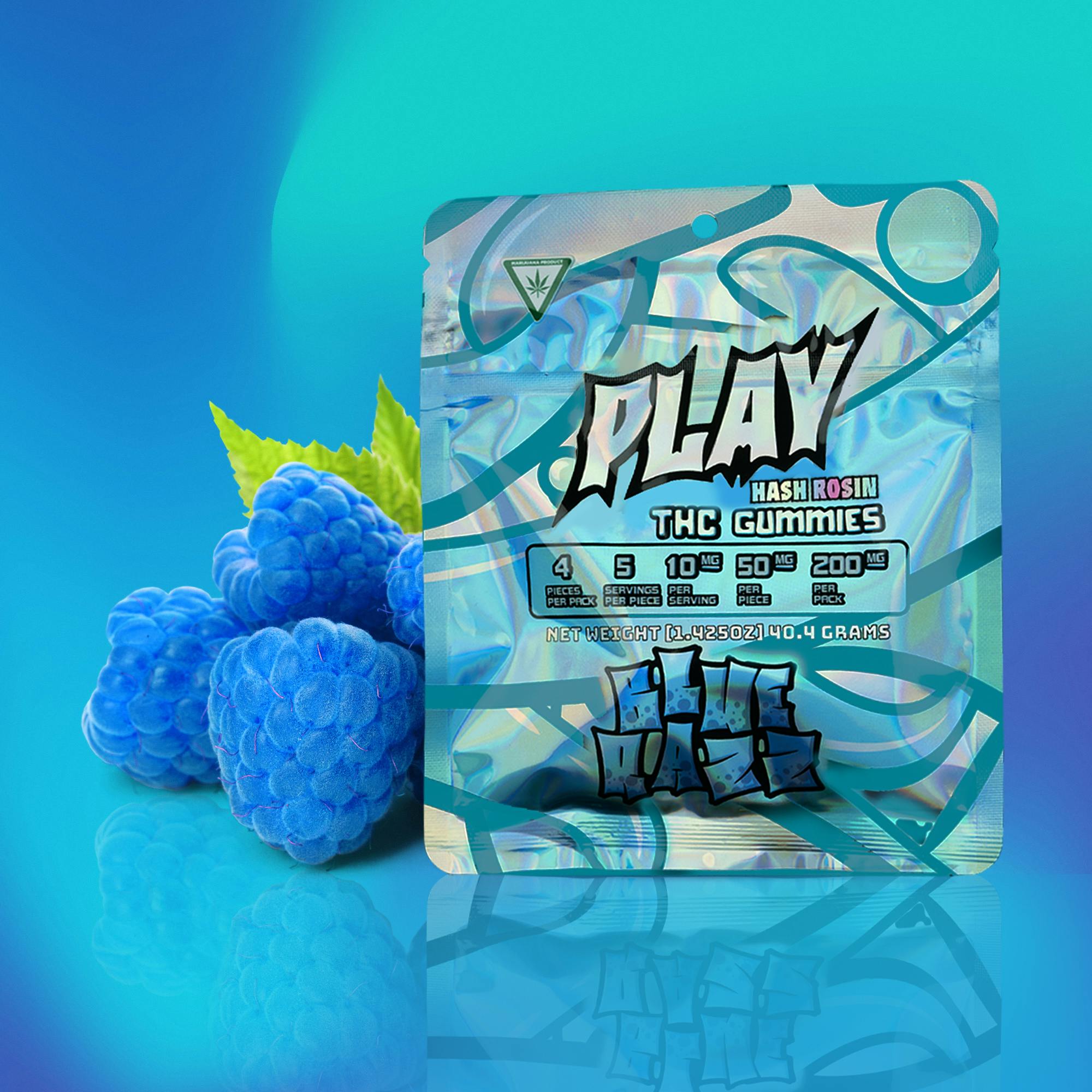 PLAY | 200mg Live Rosin Gummies | Blue Raspberry