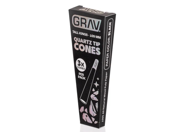 GRAV Tall Kings 109mm Quartz Tip Cones 3pk Black
