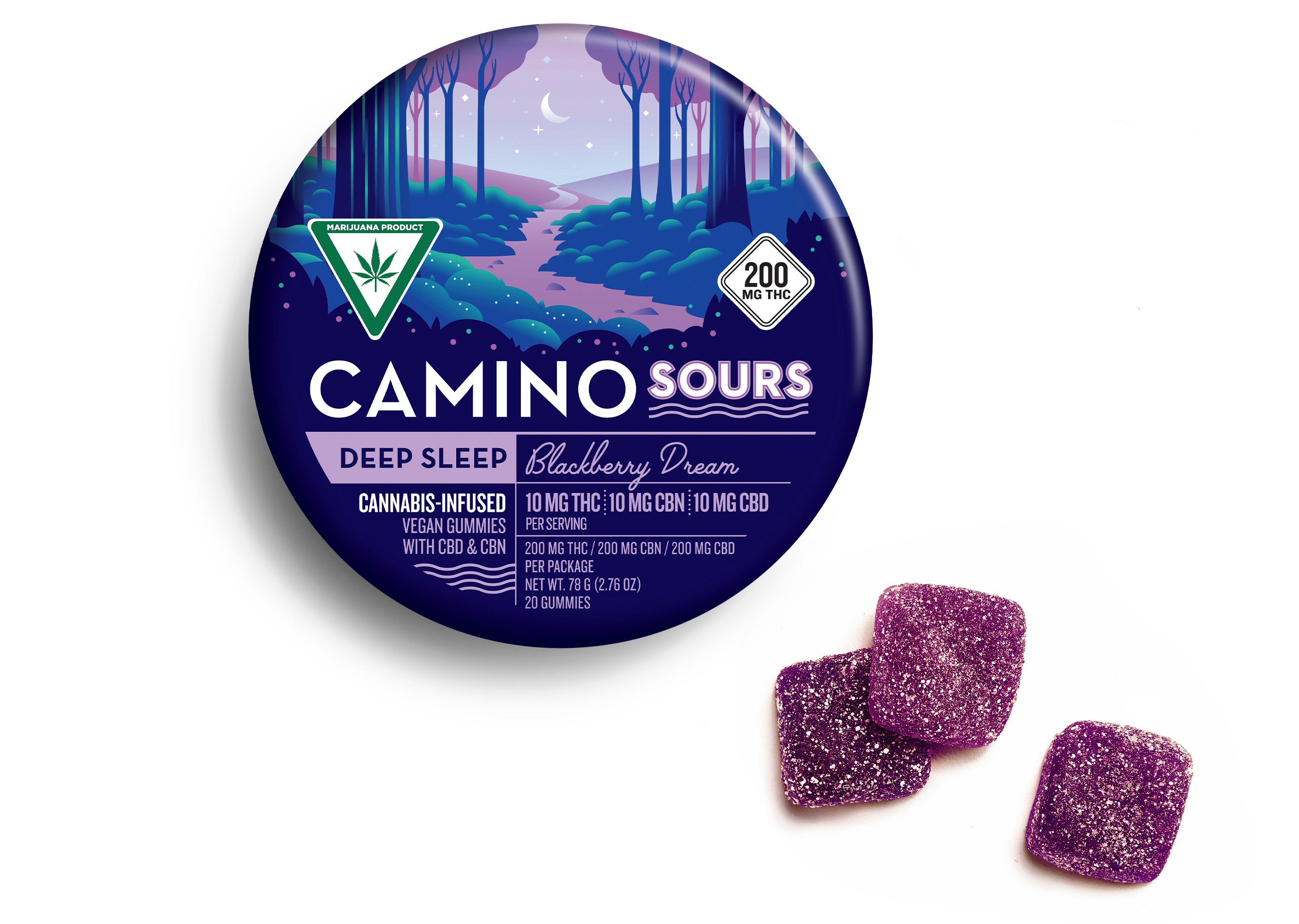 Camino Sours - Gummies - 200mg - 10:3 THC/CBN - Blackberry Dream - Chill