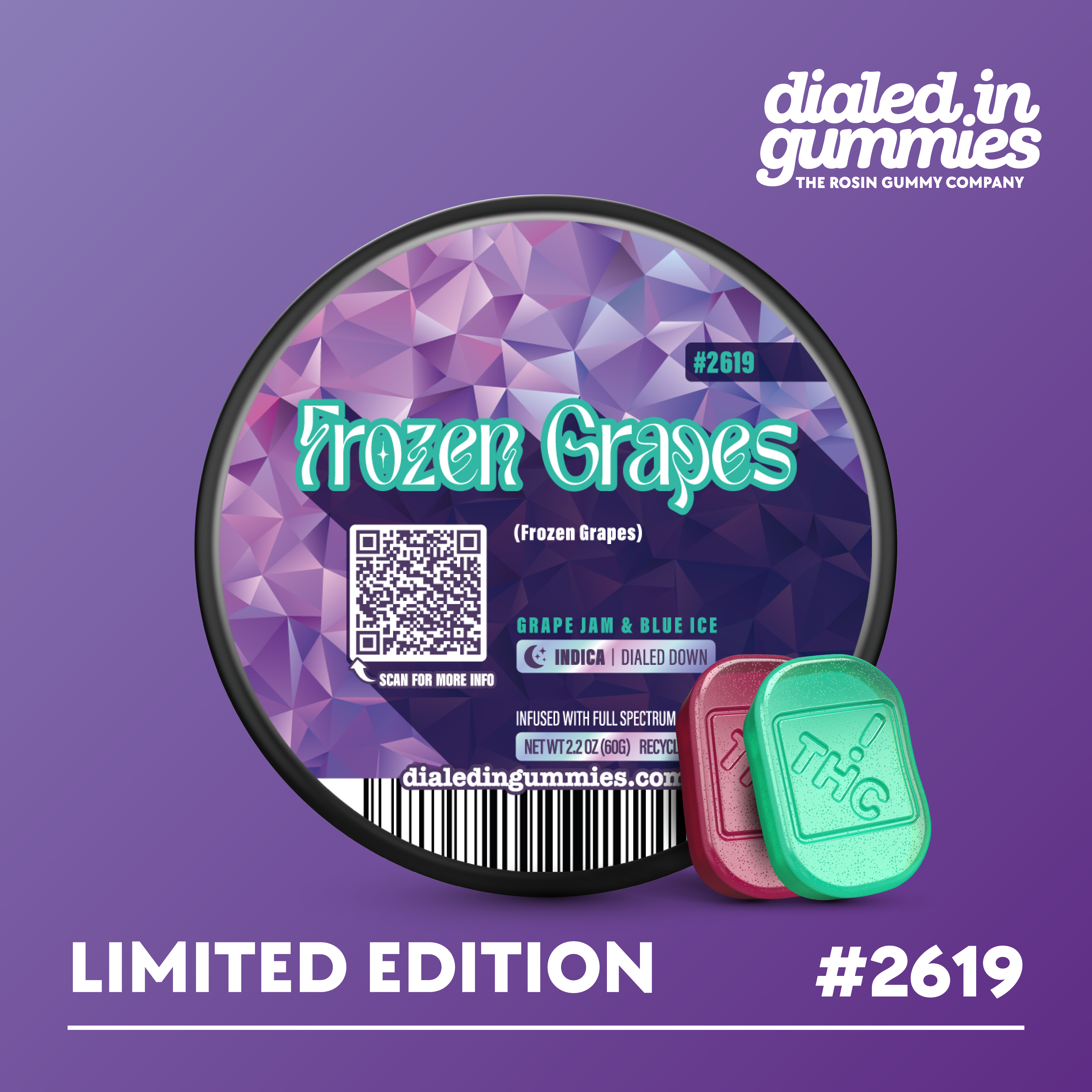100mg - Frozen Grapes - Rosin Gummies (10pk)