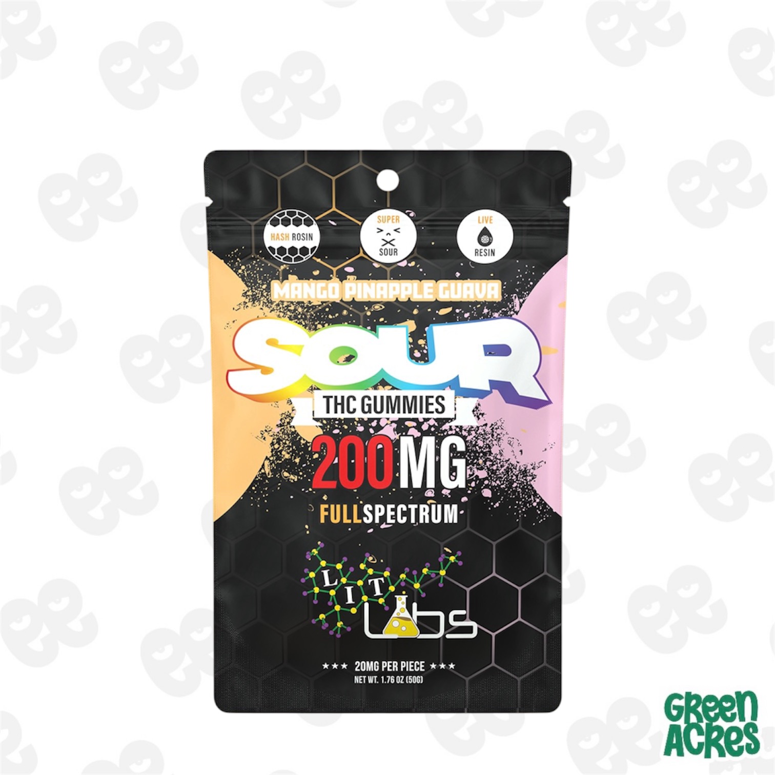 Lit Labs: Sour Pineapple Mango Guava 200mg Gummies