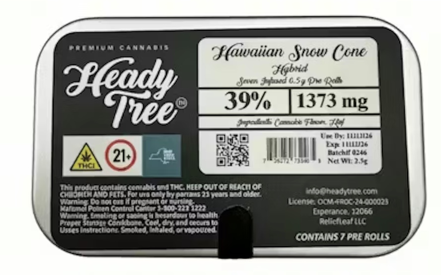 Heady Tree - Hawaiian Snow Cone 3.5G  7 Pre-Roll Pack