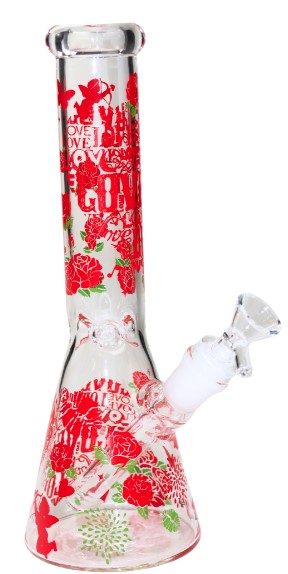 LuvBuds | SirEEL | 10" Leafy Rainbow Tube Bong w/ Bowl