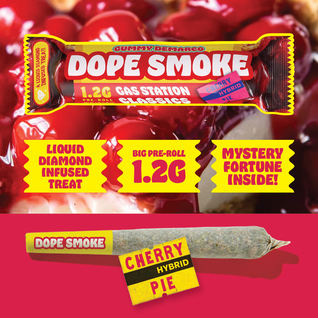 Dope Smoke: Cherry Pie Gas Station 1.2G Liquid Diamond Infused Preroll