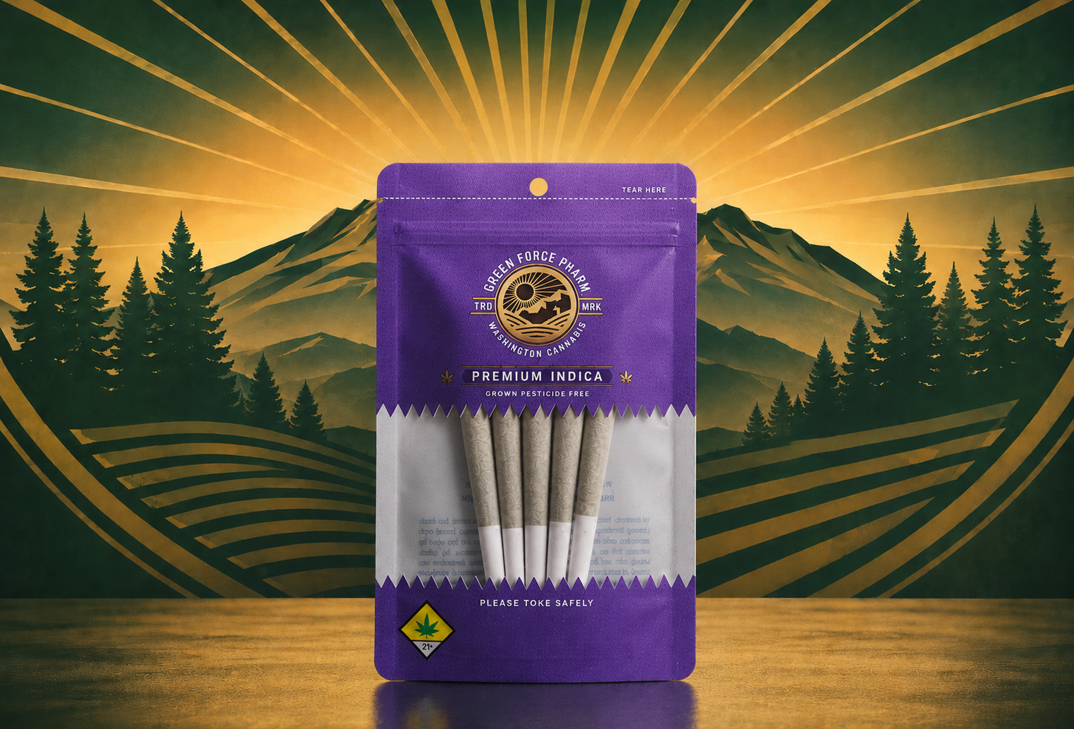 Green Force Pharms Phoenix Fire (Indica) (5pk) (5g) Pre-Roll Packs