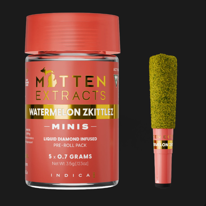 Mitten Extracts - Watermelon Zkittles - 5 x .7g Infused Prerolls