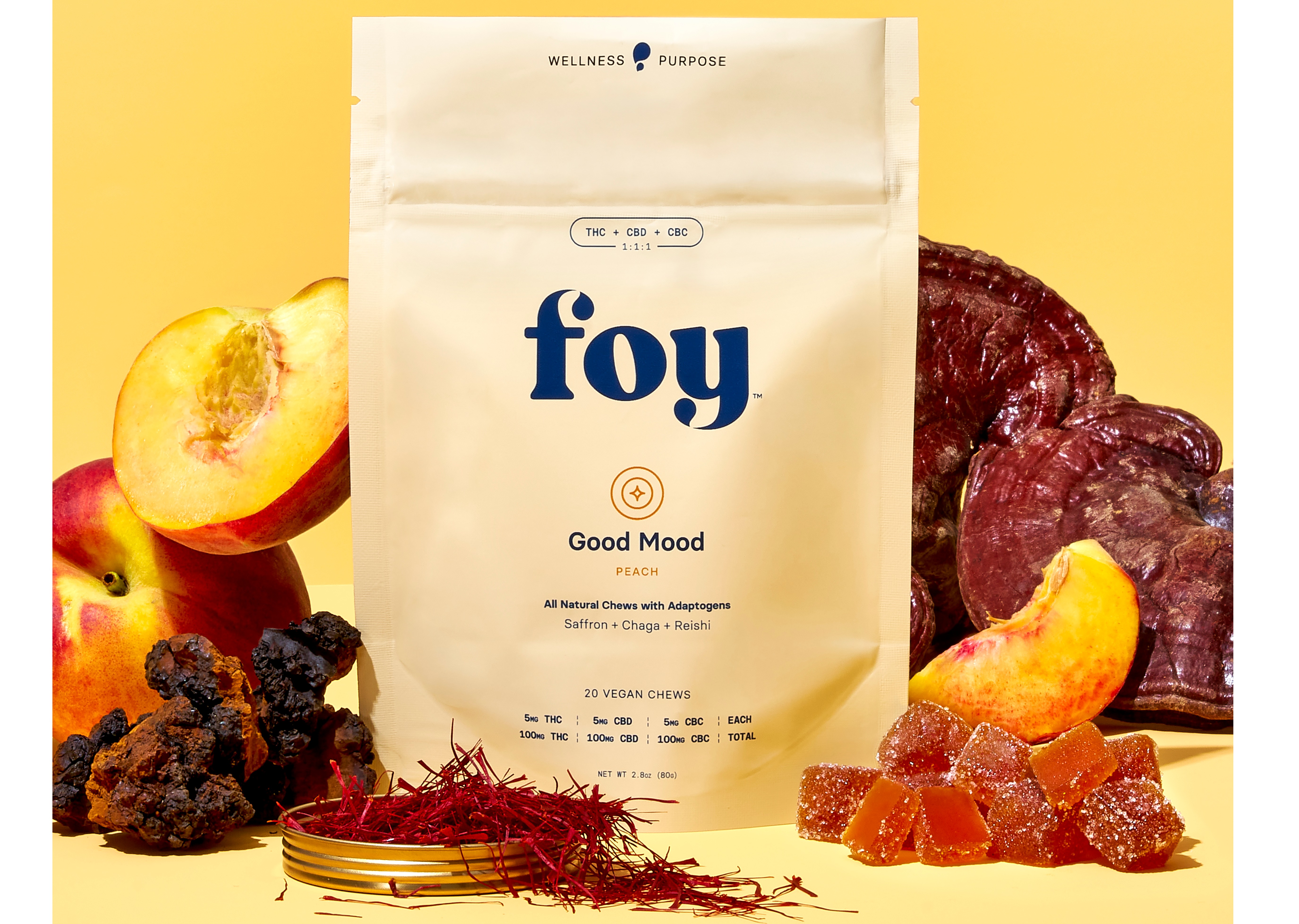 Peach | THC : CBD : CBC Vegan Gummies | 20pk | 100mg