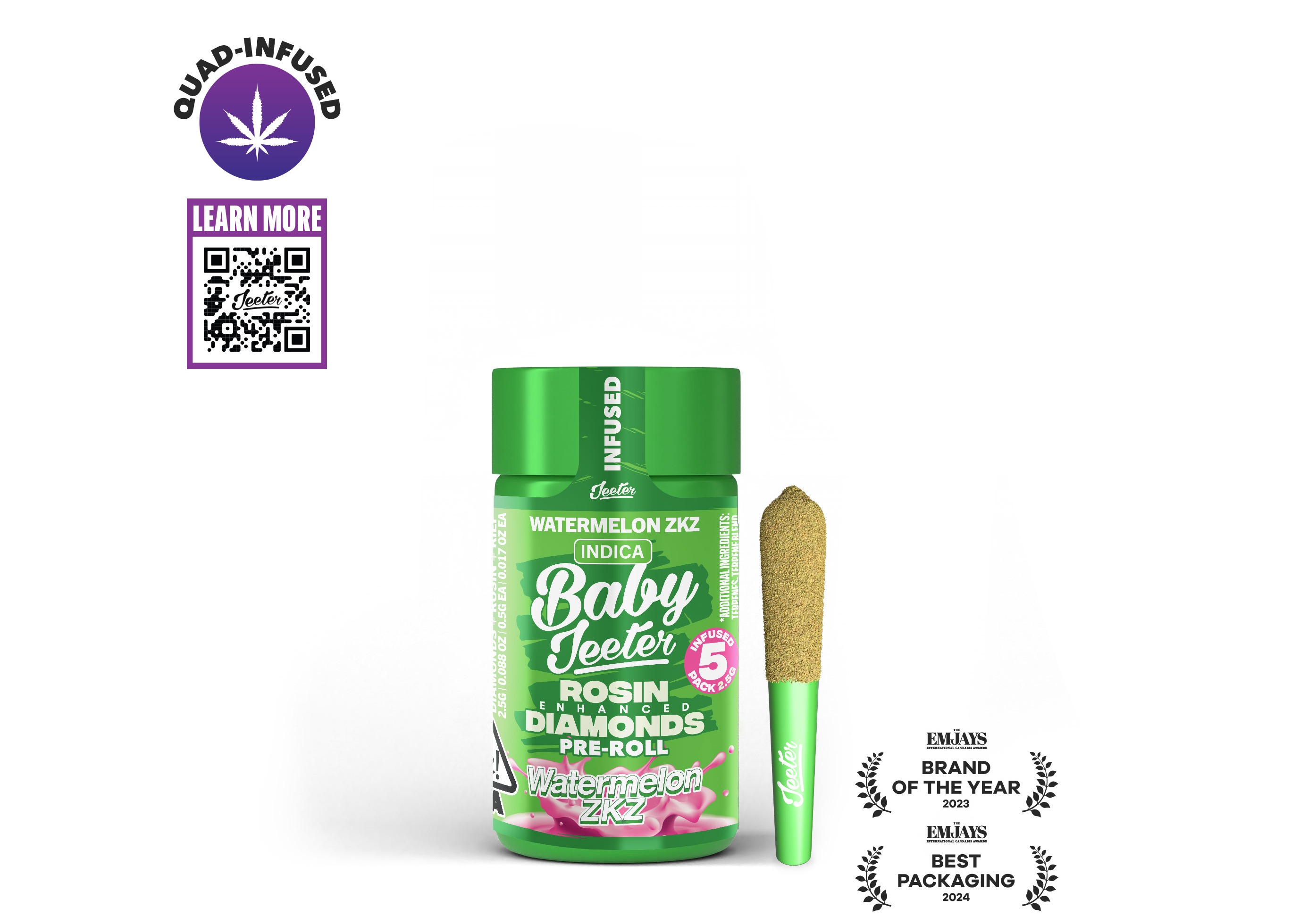 Watermelon ZKZ Baby Jeeter Infused Pre-Roll 5-pack | 2.5g