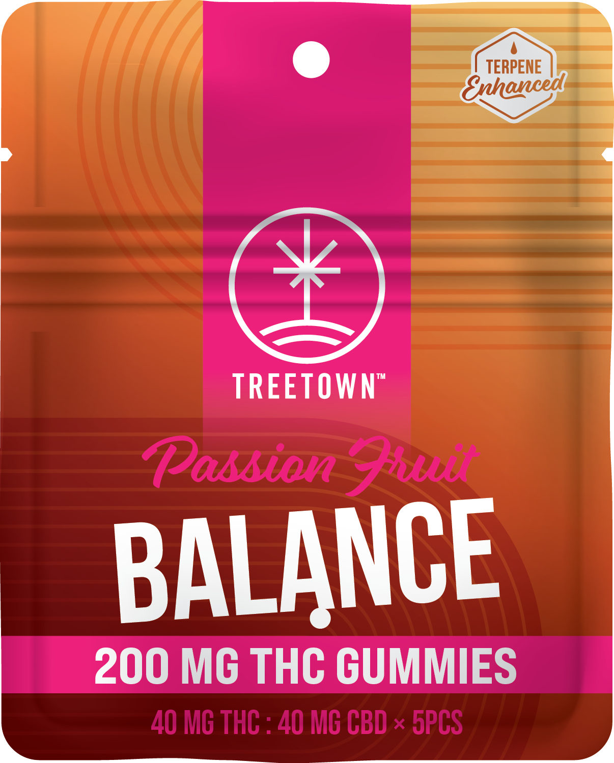 TreeTown Balance Gummies 5x40mg 1:1 THC/CBD Passion Fruit