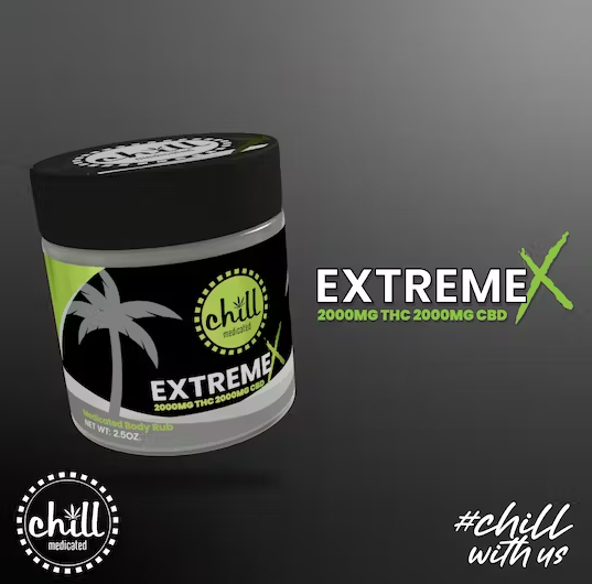 1:1 | Extreme X Body Rub | 2000mg THC x 2000mg CBD | Chill Medicated