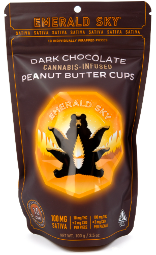 Emerald Sky Dark Chocolate Peanut Butter Cups Sativa 10Pk 100mg