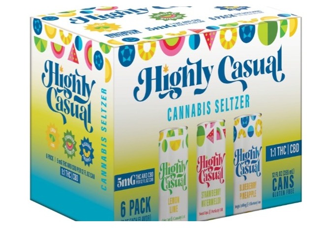 Highly Casual - Seltzer 6pk - 5mg - 1:1 THC/CBD - Blueberry Pineapple + Lemon Lime + Strawberry Watermelon