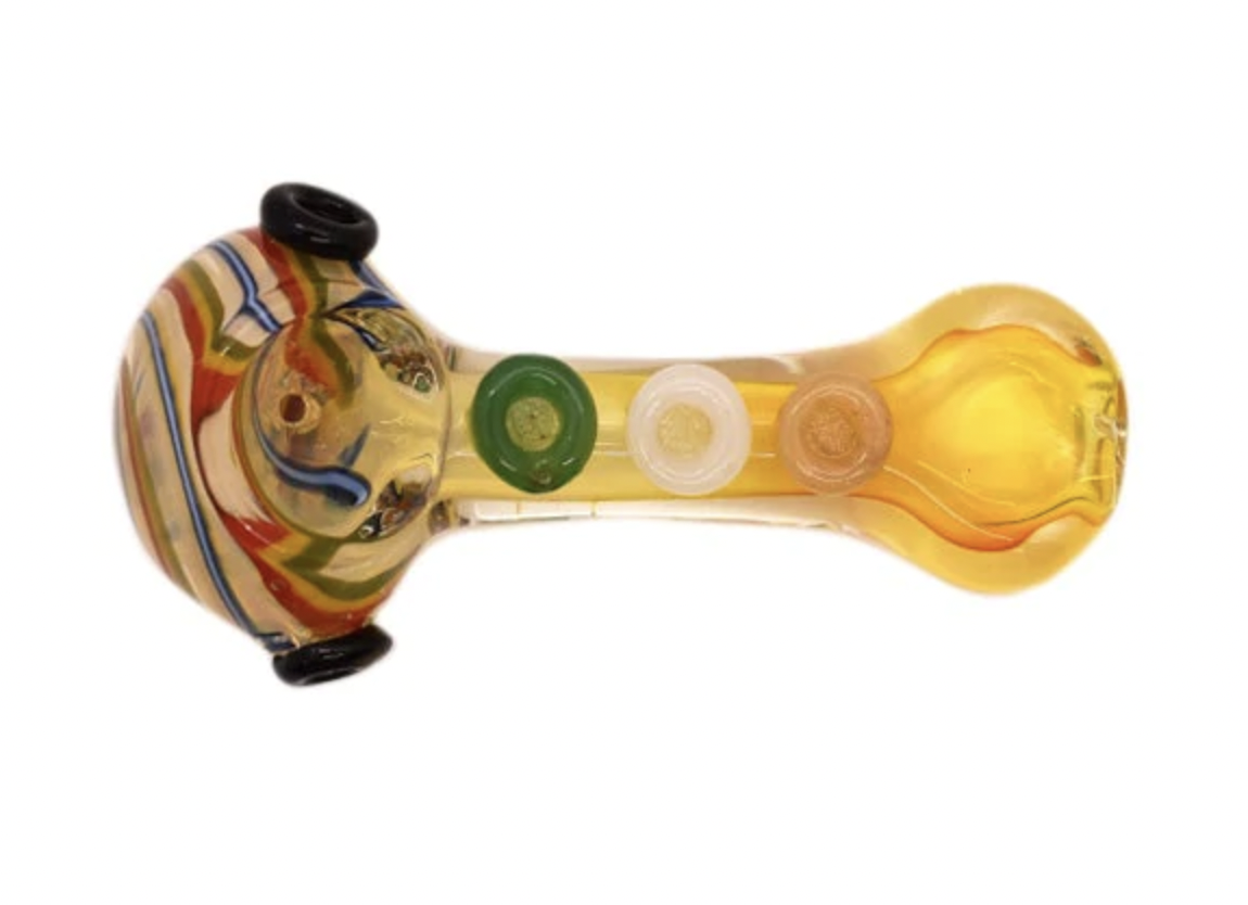 Frit Fumed Rasta Button Glass