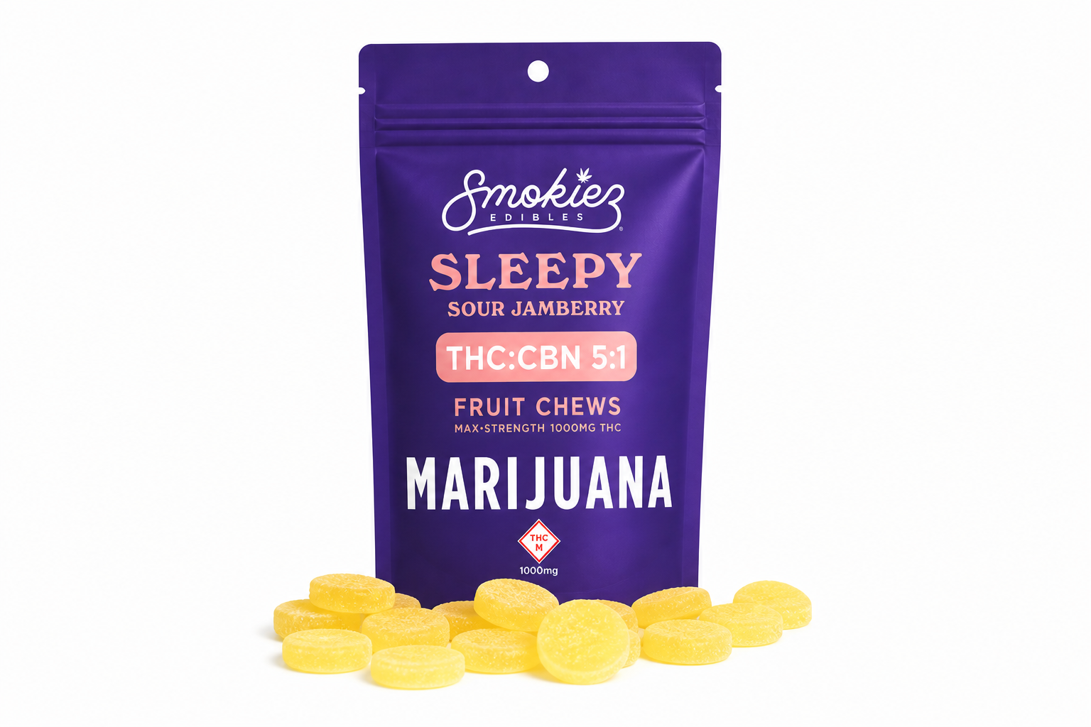 Smokiez | Sour Jamberry Fruit Chews 1:1 THC:CBN | 100mg (10pk)