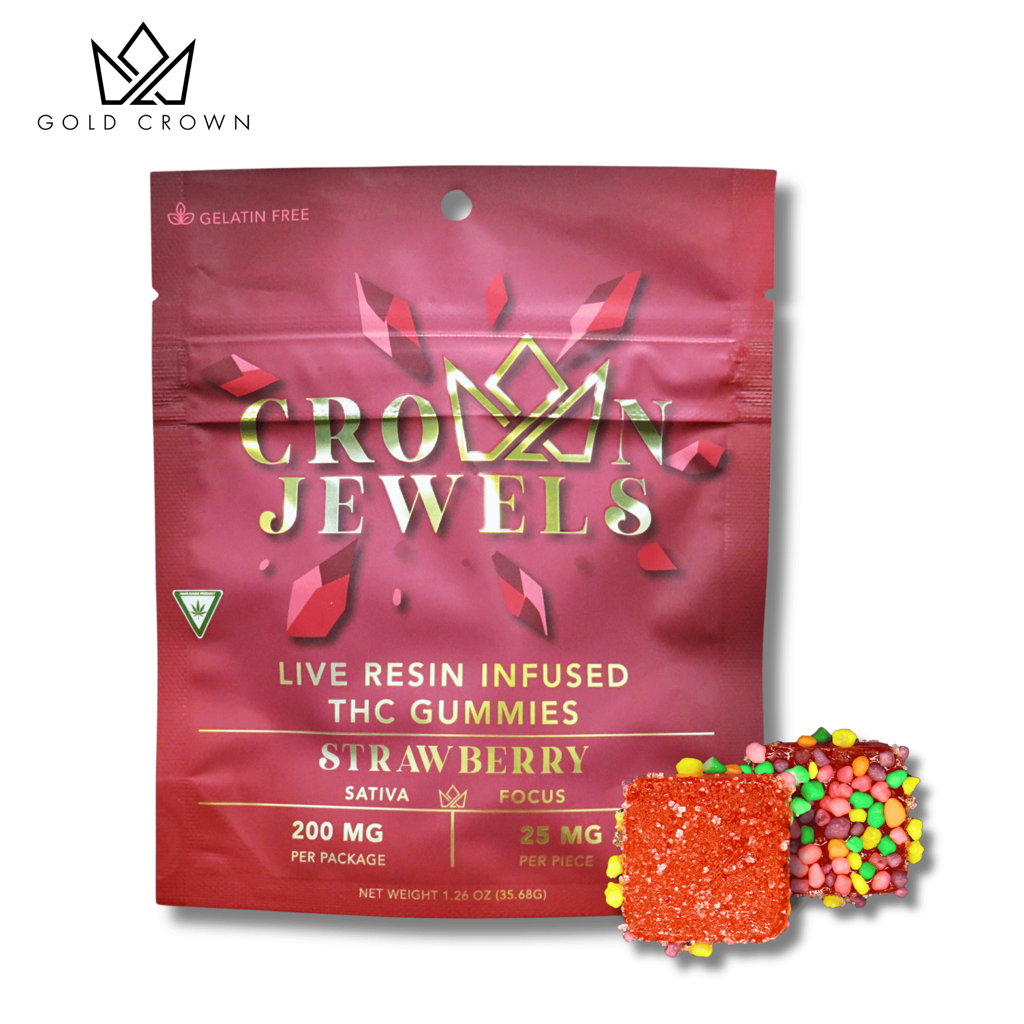 Gold Crown | 200mg - 8pk Gummies | Strawberry Crown Jewels