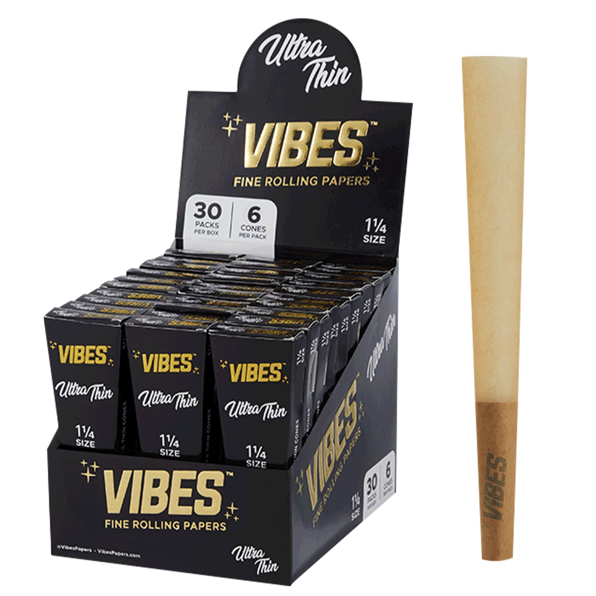 Vibes 1 1/4 Black Cones 6pk | Para