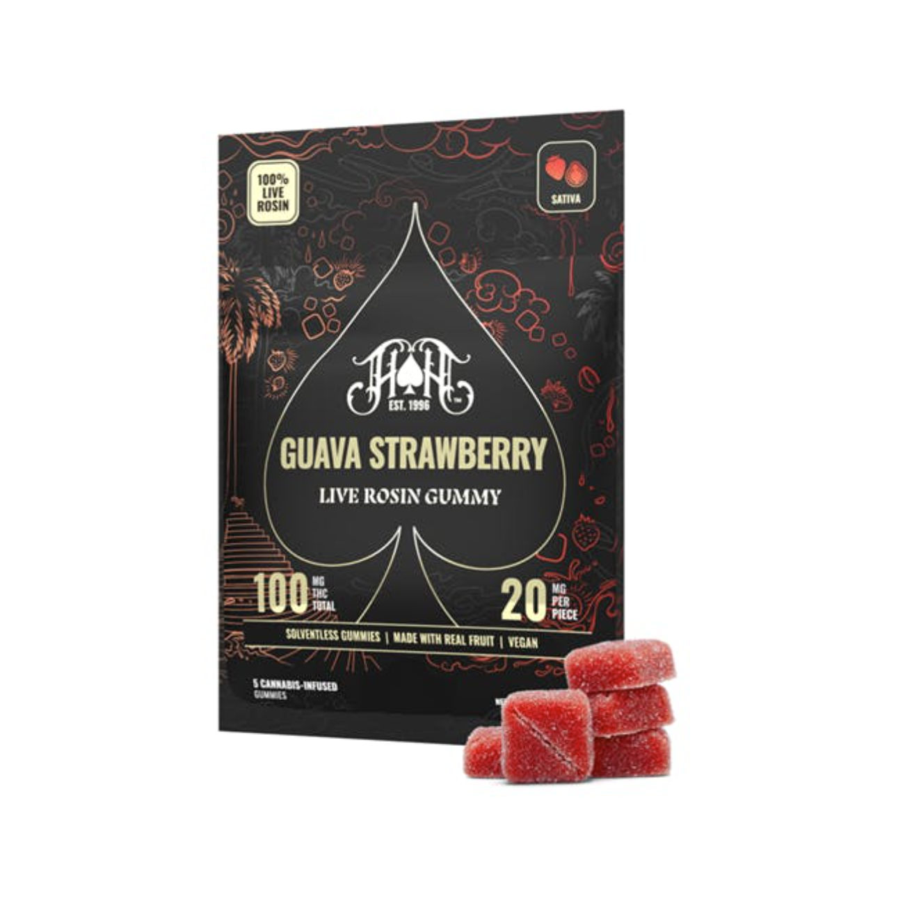 Heavy Hitters - Guava Strawberry Live Rosin 5pk Gummies - 100mg