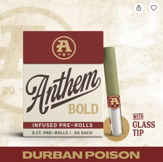 Durban Poison Infused Glass Tip Pre Roll (5pk)