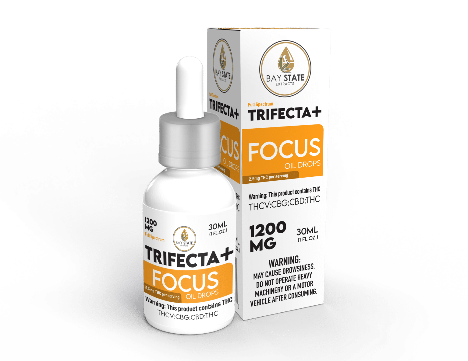 Bay State Hemp Co - Trifecta Focus Plus Oil Drops 1200 mg