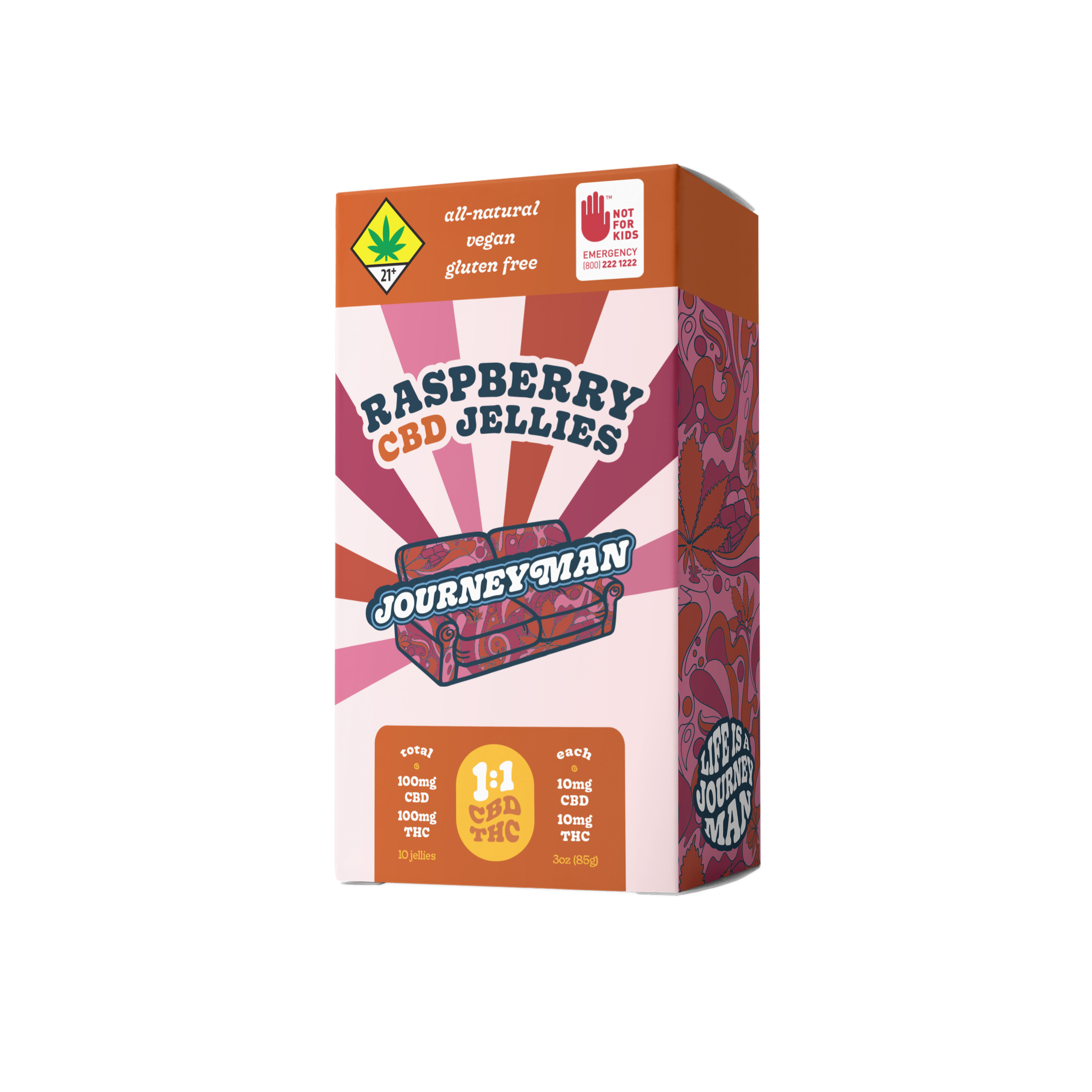 JOURNEYMAN - 1:1 Raspberry CBD Jellies (100mg CBD/100mg THC)