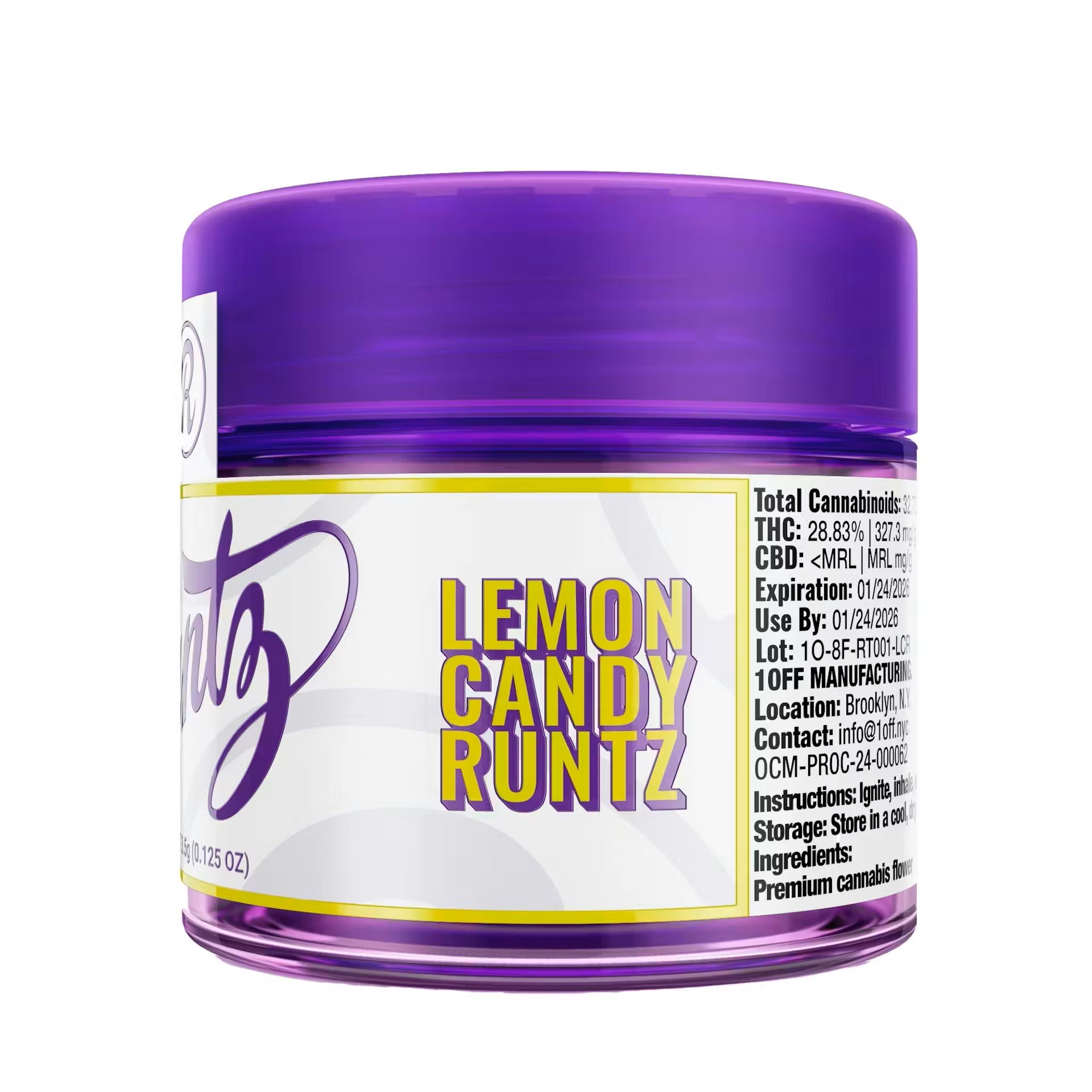 Runtz | Flower | Jar | Lemon Candy Runtz | 3.5g | Sativa-Hybrid | THC 29.55%
