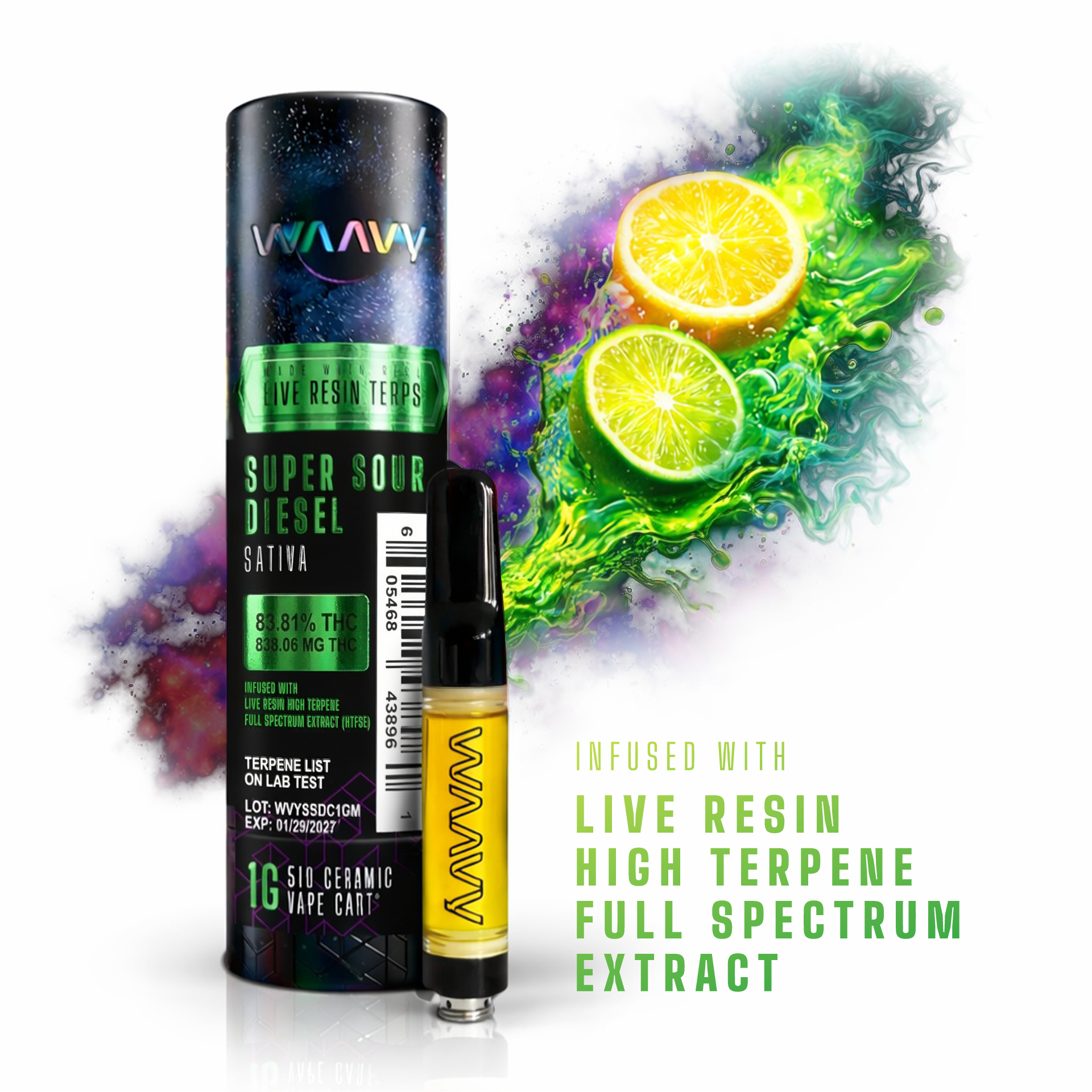 Waavy | Super Sour Diesel | Live Resin | Vape Cart | 1g by Waavy - vapes cannabis product
