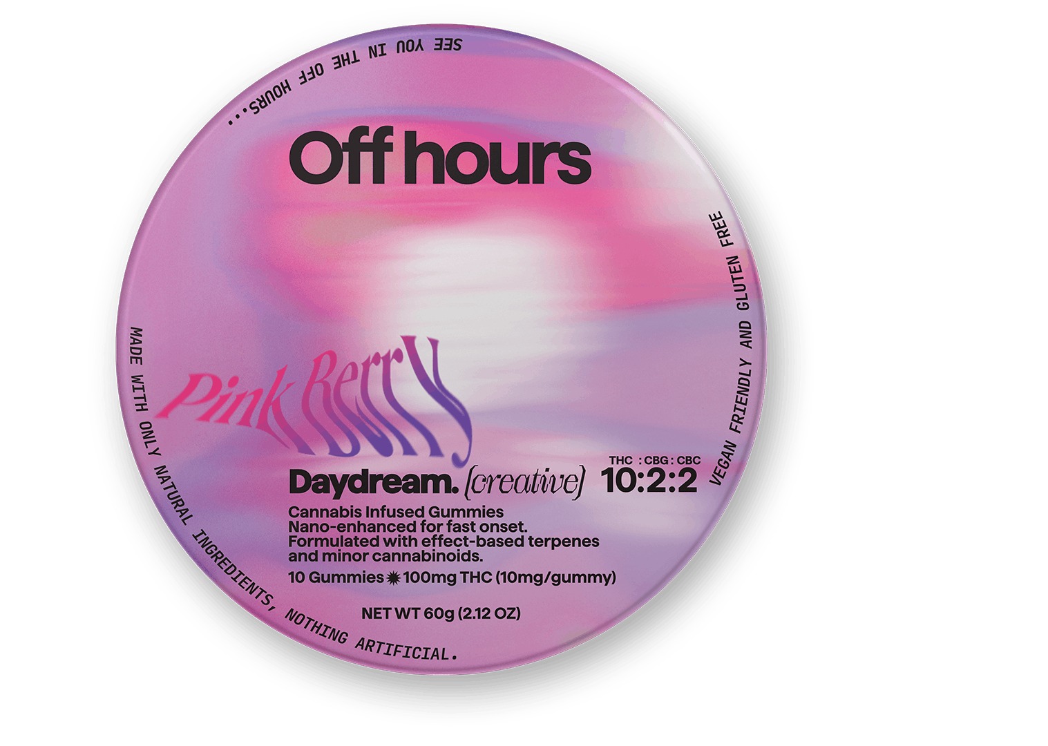 Off Hours - Daydream (Creative) Pink Berry Strawberry Acai Coconut Gummies 10pk - 100mg